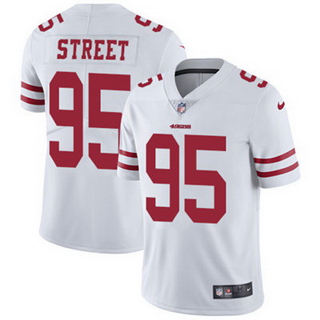 Nike 49ers #95 Kentavius Street White Mens Stitched NFL Vapor Un
