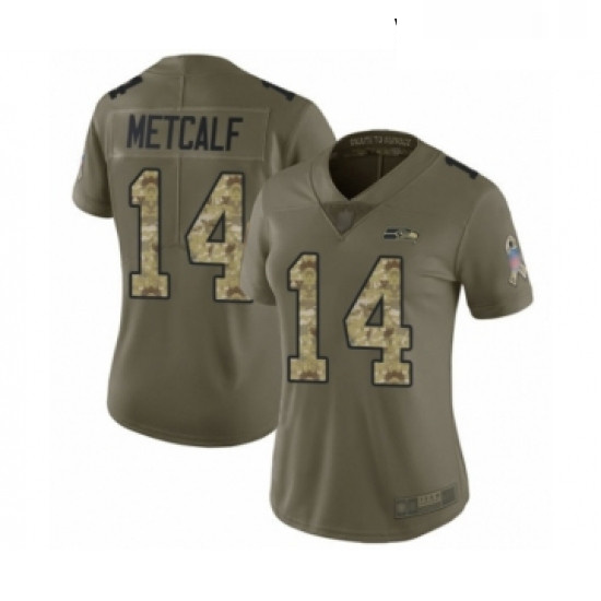 Womens Seattle Seahawks 14 DK Metcalf Limited Olive Camo 2017 Salute to Service Football Jersey