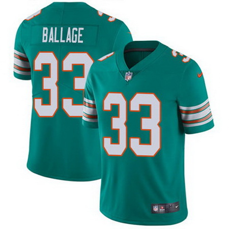 Nike Dolphins #33 Kalen Ballage Aqua Green Alternate Mens Stitched NFL Vapor Untouchable Limited Jer