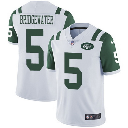 Nike Jets #5 Teddy Bridgewater White Mens Stitched NFL Vapor Untouchable Limited Jersey