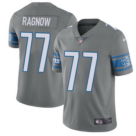 Nike Lions #77 Frank Ragnow Gray Mens Stitched NFL Limited Rush Jersey