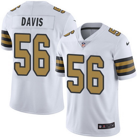 Nike Saints #56 DeMario Davis White Mens Stitched NFL Limited Rush Jersey