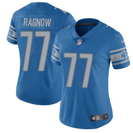 Nike Lions #77 Frank Ragnow Light Blue Team Color Womens Stitched NFL Vapor Untouchable Limited Jers