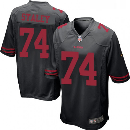 Mens Nike San Francisco 49ers 74 Joe Staley Game Black NFL Jersey