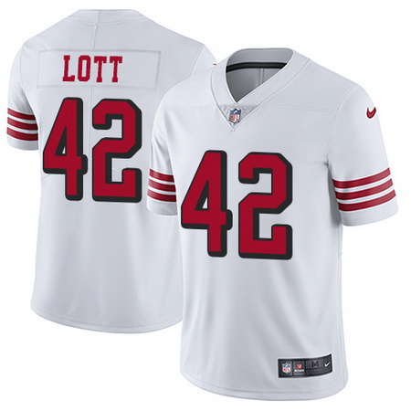 Nike 49ers #42 Ronnie Lott White Rush Youth Stitched NFL Vapor Untouchable Limited Jersey