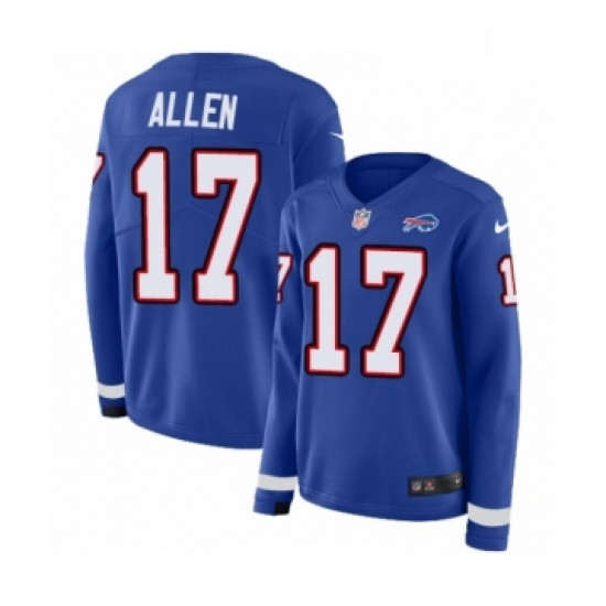 Womens Nike Buffalo Bills 17 Josh Allen Limited Royal Blue Therma Long Sleeve NFL Jersey