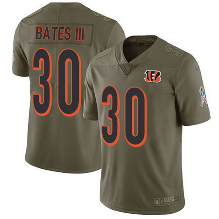 Nike Bengals #30 Jessie Bates III Olive Youth Stitched NFL Limited 2017 Salute to Service Jersey