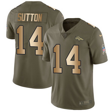 Nike Broncos #14 Courtland Sutton Olive Gold Youth Stitched NFL Limited 2017 Salute to Service Jerse