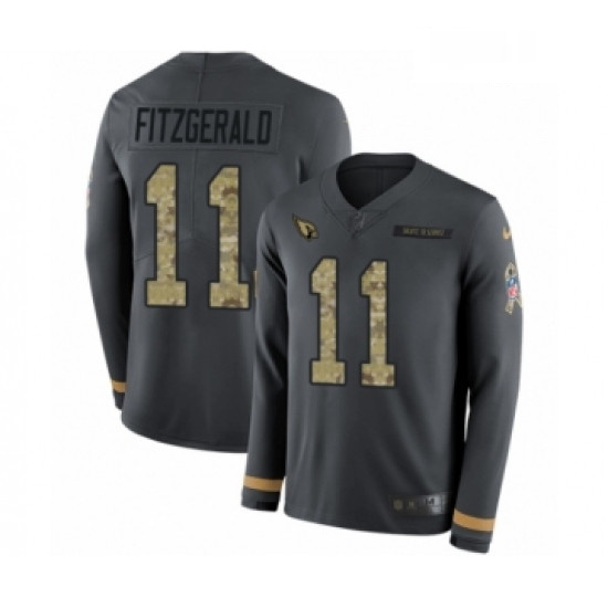 Men Nike Arizona Cardinals 11 Larry Fitzgerald Limited Black Salute to Service Therma Long Sleeve NF