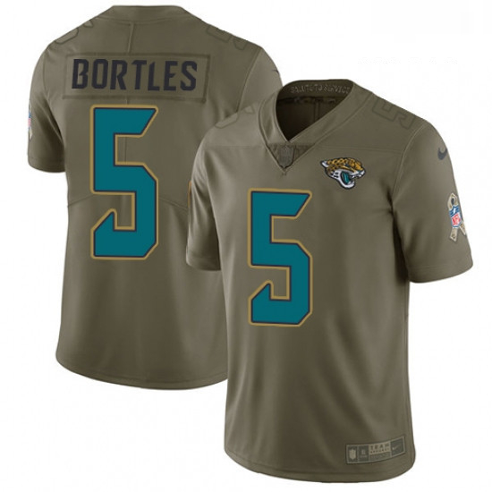 Men Nike Jacksonville Jaguars 5 Blake Bortles Limited Olive 2017 Salute to Service NFL Jersey