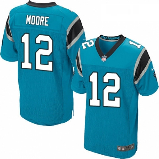 Mens Nike Carolina Panthers 12 DJ Moore Elite Blue Alternate NFL Jersey