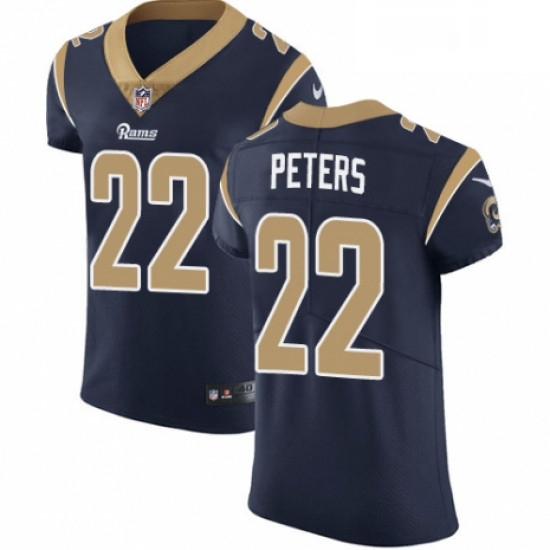 Men Nike Los Angeles Rams 22 Marcus Peters Navy Blue Team Color Vapor Untouchable Elite Player NFL J