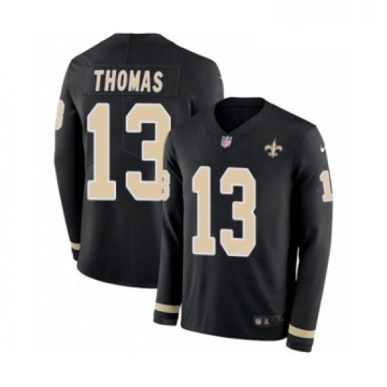 Youth Nike New Orleans Saints 13 Michael Thomas Limited Black Therma Long Sleeve NFL Jersey