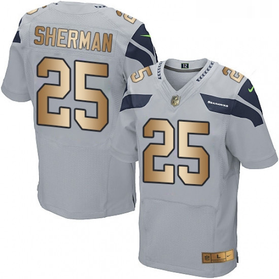 Mens Nike Seattle Seahawks 25 Richard Sherman Elite GreyGold Alternate NFL Jersey