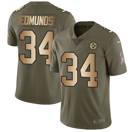 Nike Steelers #34 Terrell Edmunds Olive Gold Youth Stitched NFL Limited 2017 Salute to Service Jerse