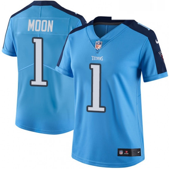 Womens Nike Tennessee Titans 1 Warren Moon Light Blue Team Color Vapor Untouchable Limited Player NF