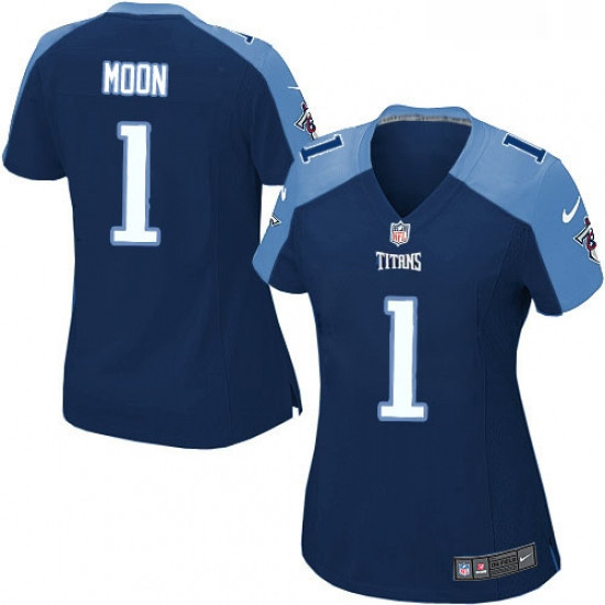 Womens Nike Tennessee Titans 1 Warren Moon Game Navy Blue Alternate NFL Jersey