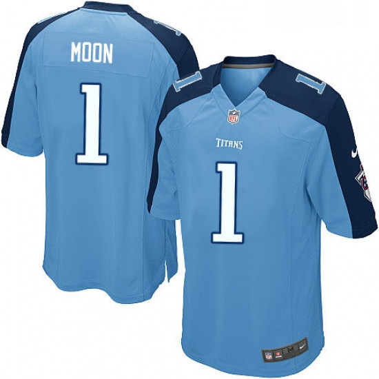 Mens Nike Tennessee Titans 1 Warren Moon Game Light Blue Team Color NFL Jersey