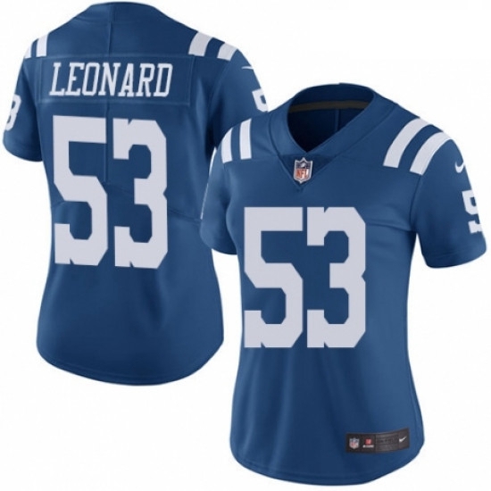 Womens Nike Indianapolis Colts 53 Darius Leonard Limited Royal Blue Rush Vapor Untouchable NFL Jerse