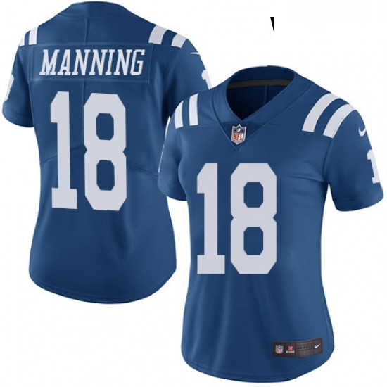 Womens Nike Indianapolis Colts 18 Peyton Manning Limited Royal Blue Rush Vapor Untouchable NFL Jerse