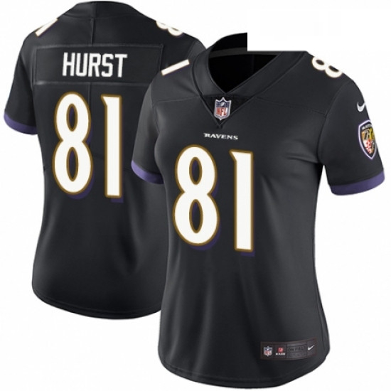 Womens Nike Baltimore Ravens 81 Hayden Hurst Black Alternate Vapor Untouchable Limited Player NFL Je