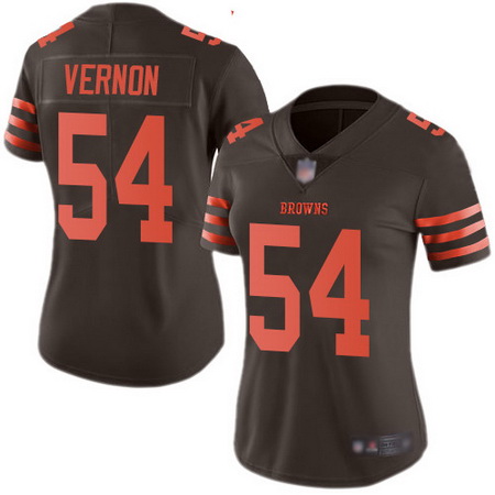 Browns 54 Olivier Vernon Brown Womens Stitched Football Limited Rush Jersey