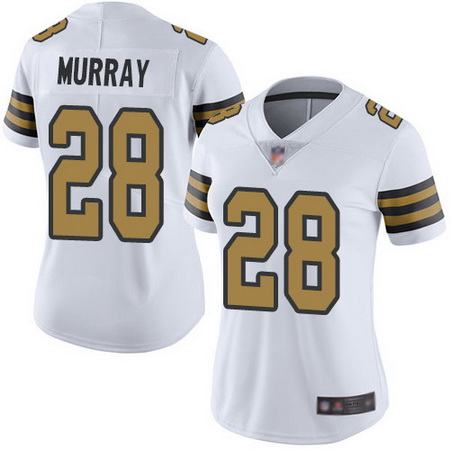 Saints 28 Latavius Murray White Womens Stitched Football Limited Rush Jersey