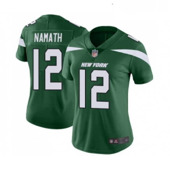 Womens New York Jets 12 Joe Namath Green Team Color Vapor Untouchable Limited Player Football Jersey