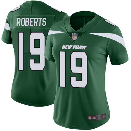 Jets 19 Andre Roberts Green Team Color Womens Stitched Football Vapor Untouchable Limited Jersey