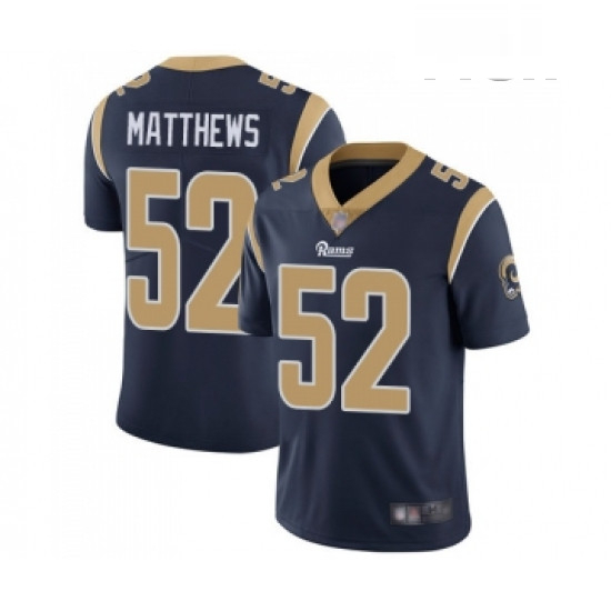 Men Los Angeles Rams 52 Clay Matthews Navy Blue Team Color Vapor Untouchable Limited Player Football