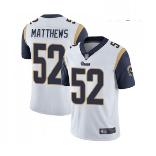 Men Los Angeles Rams 52 Clay Matthews White Vapor Untouchable Limited Player Football Jersey