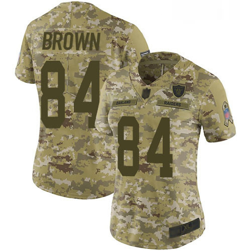 Womens Antonio Brown Limited Camo Jersey Oakland Raiders Football 84 Jersey 2018 Salute to Service J