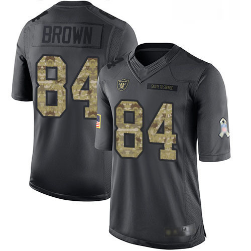 Mens Antonio Brown Limited Black Jersey Oakland Raiders Football 84 Jersey 2016 Salute to Service Je