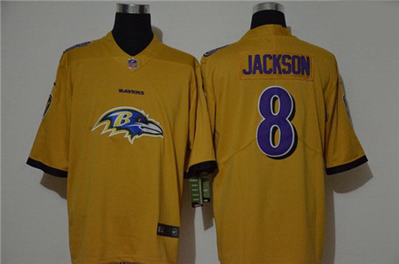 Nike Ravens 8 Lamar Jackson Yellow Vapor Untouchable Limited Jersey