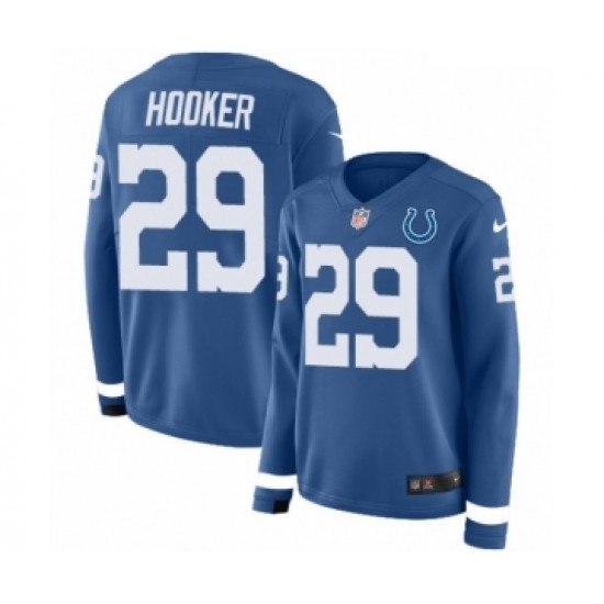 Womens Nike Indianapolis Colts 29 Malik Hooker Limited Blue Therma Long Sleeve NFL Jersey