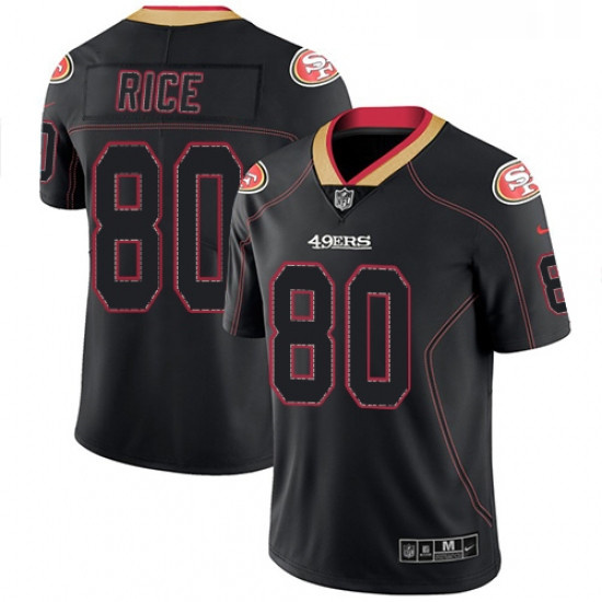 Mens Nike San Francisco 49ers 80 Jerry Rice Limited Lights Out Black Rush NFL Jersey