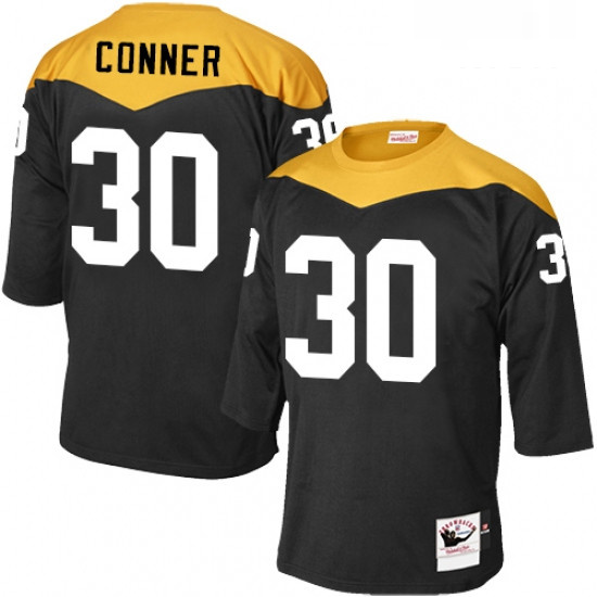 Mens Mitchell and Ness Pittsburgh Steelers 30 James Conner Elite Black 1967 Home Throwback NFL Jerse