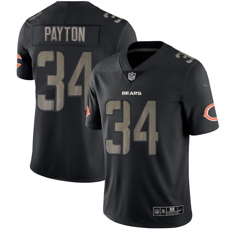 Nike Bears 34 Wlater Payton Black Vapor Impact Limited Jersey