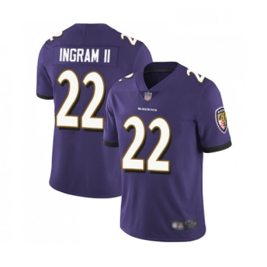 Mens Baltimore Ravens 22 Mark Ingram II Purple Team Color Vapor Untouchable Limited Player Football 