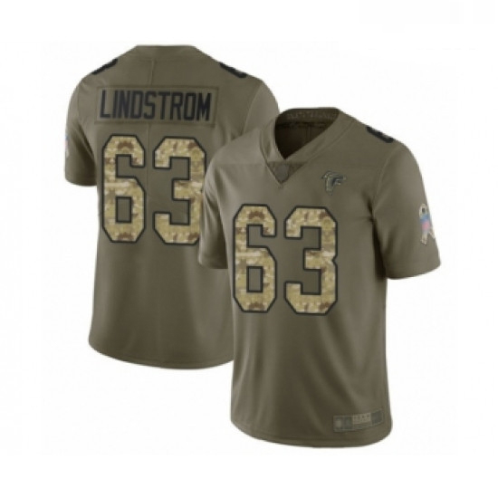 Youth Atlanta Falcons 63 Chris Lindstrom Limited Olive Camo 2017 Salute to Service Football Jersey