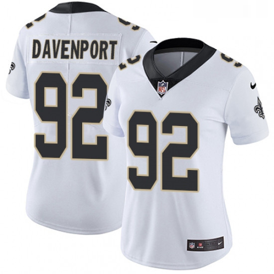 Womens Nike New Orleans Saints 92 Marcus Davenport White Stitched NFL Vapor Untouchable Limited Jers