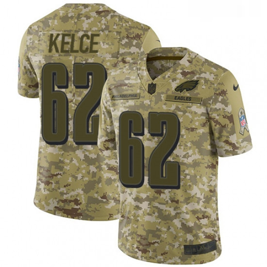 Mens Nike Philadelphia Eagles 62 Jason Kelce Limited Camo 2018 Salute to Service NFL Jersey