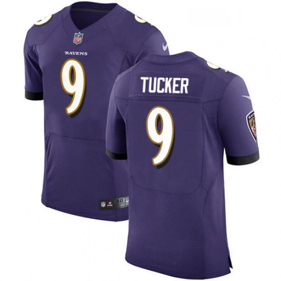 Mens Nike Baltimore Ravens 9 Justin Tucker Elite Purple Team Color NFL Jersey