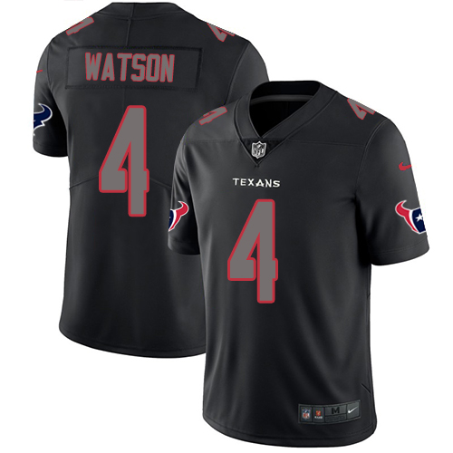 Nike Texans #4 Deshaun Watson Black Mens Stitched NFL Limited Rush Impact Jersey