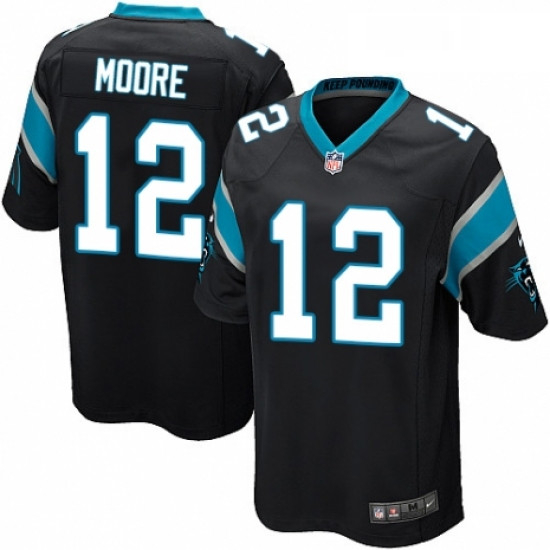 Mens Nike Carolina Panthers 12 DJ Moore Game Black Team Color NFL Jersey