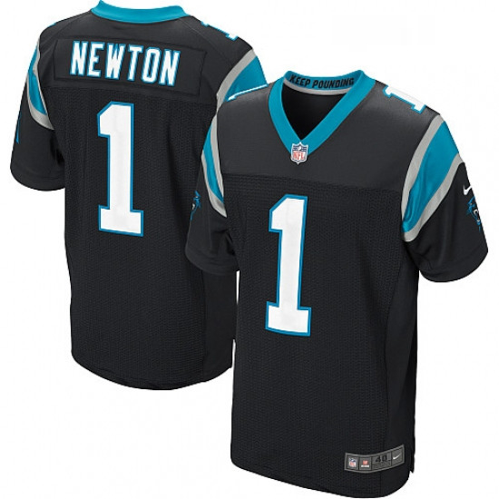 Mens Nike Carolina Panthers 1 Cam Newton Elite Black Team Color NFL Jersey