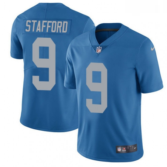 Men Nike Detroit Lions 9 Matthew Stafford Elite Blue Alternate NFL Jersey