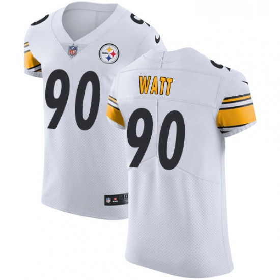 Mens Nike Pittsburgh Steelers 90 T J Watt White Vapor Untouchable Elite Player NFL Jersey