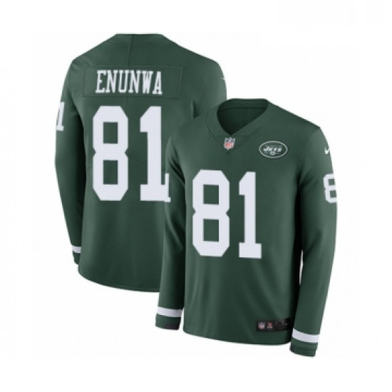 Youth Nike New York Jets 81 Quincy Enunwa Limited Green Therma Long Sleeve NFL Jersey