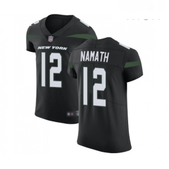 Mens New York Jets 12 Joe Namath Black Alternate Vapor Untouchable Elite Player Football Jersey